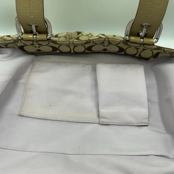 COACH Soho Y2K Shoulder Handbag Pleated Signature Canvas Leather Trim F13742 - Picture 13 of 16